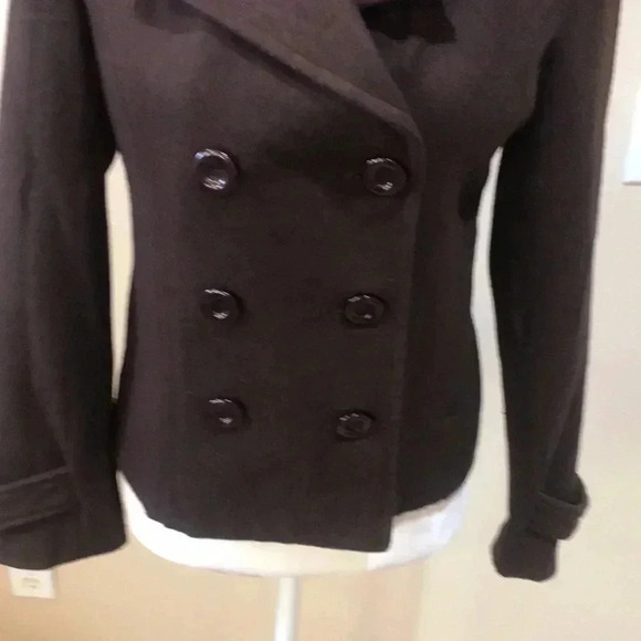 Foreign Exchange Brown Double Breasted Cropped Pea Coat Jacket-No size Tag - Picture 6 of 14